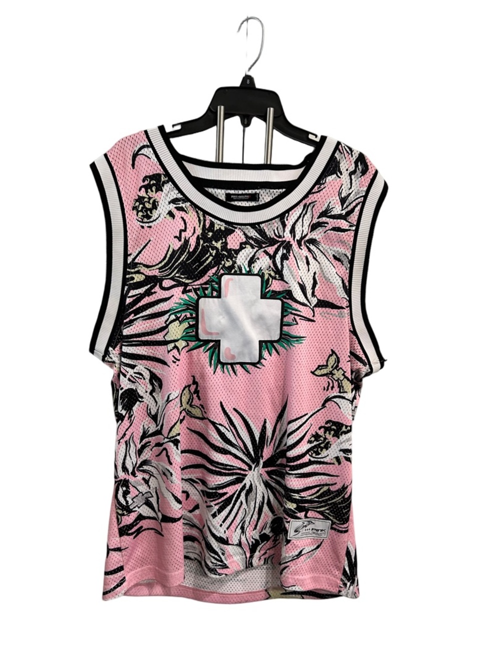 Pink Dolphin Pink Floral Mesh Tank with Reflective Cross